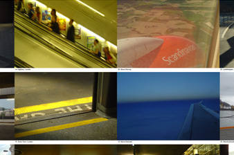 Detail of images from Afar exhibition showing location captions