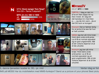 Mess TV interface showing an MMS image gallery